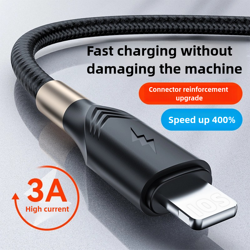 USB to iOS 1M Anti-Knotting Designed Data Cable, Black