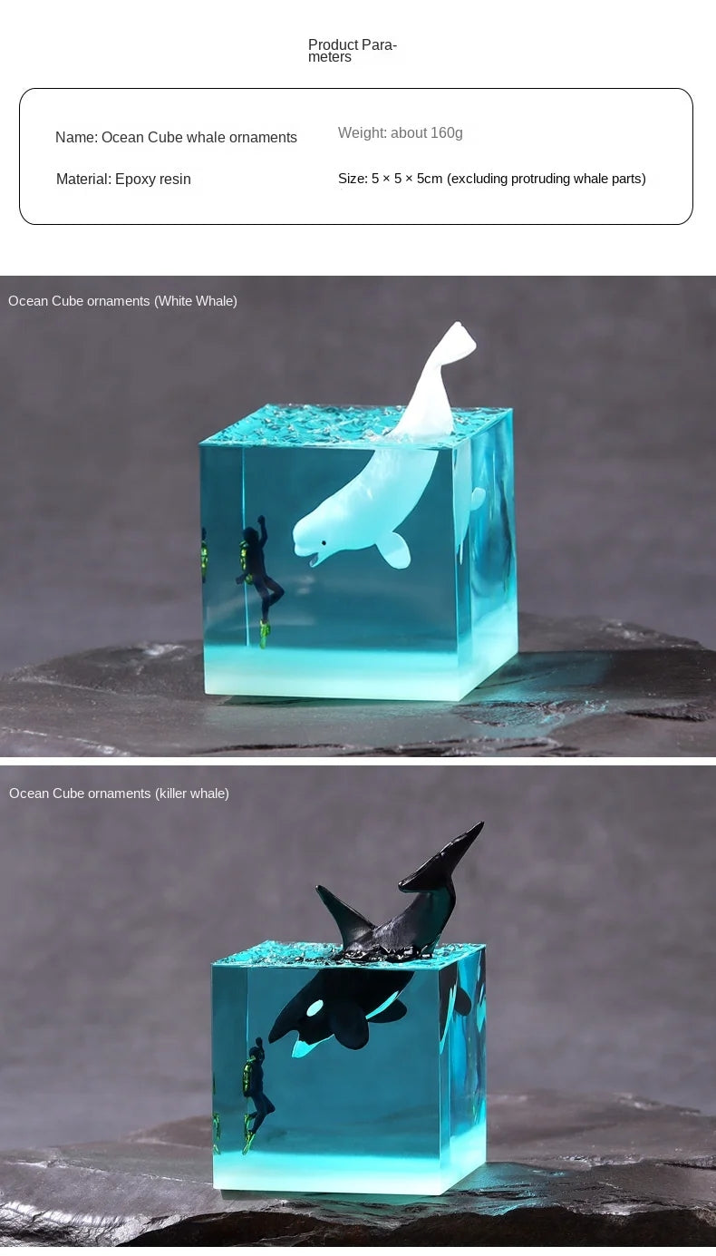 Epoxy Resin Wood Craft Lamp with LED Lights Diver Table Night Light Lamp Special Gifts (Whale, Dolphin, Shark)