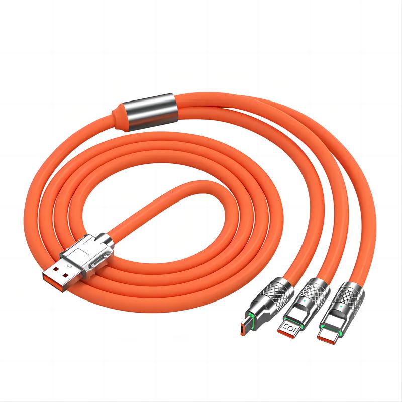 3-in-1 USB Multi Charging Silicone Zinc Alloy Cable