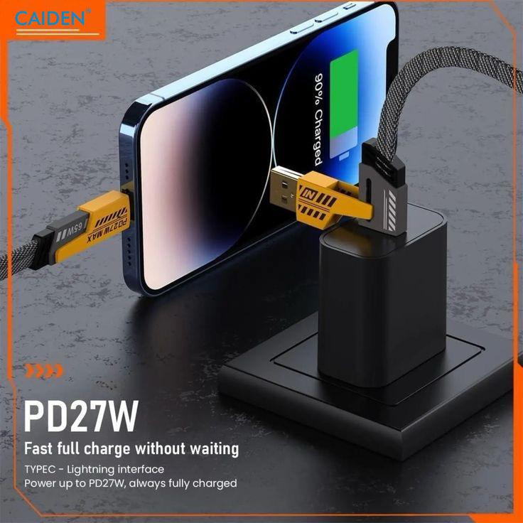 4-in-1 Multipurpose Fast Charging Cable - Type C to Type C, USB to Type C, Type C to Lightning - Compatible with iPhone, Android, Car Play, Laptop, and More 1m