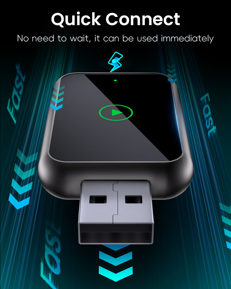 Wireless CarPlay & Android Auto Adapter USB Dongle – Wired to Wireless CarPlay Converter, Fast Connection with WiFi 6, Supports Wireless CarPlay & Android Auto, for Cars with Factory CarPlay