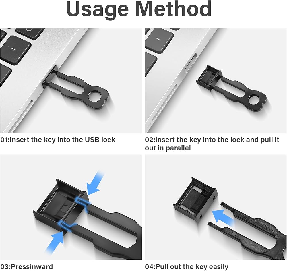 USB Port Lock Security Device | Prevents Data Theft & Malware | Physical USB Protector (Pack of 10)